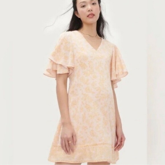 Hatch The Grace Dress in Rose Pink / Gold Flutter Sleeves - Picture 1 of 8